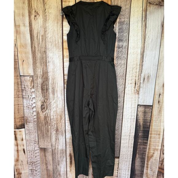 Gal Meets Glam Kierra Jumpsuit Black Size 2 NWT Ruffle Detail Belted One Piece - Picture 2 of 9